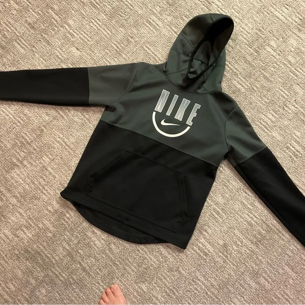 Kids Nike Charcoal and Black Pullover Hoodie